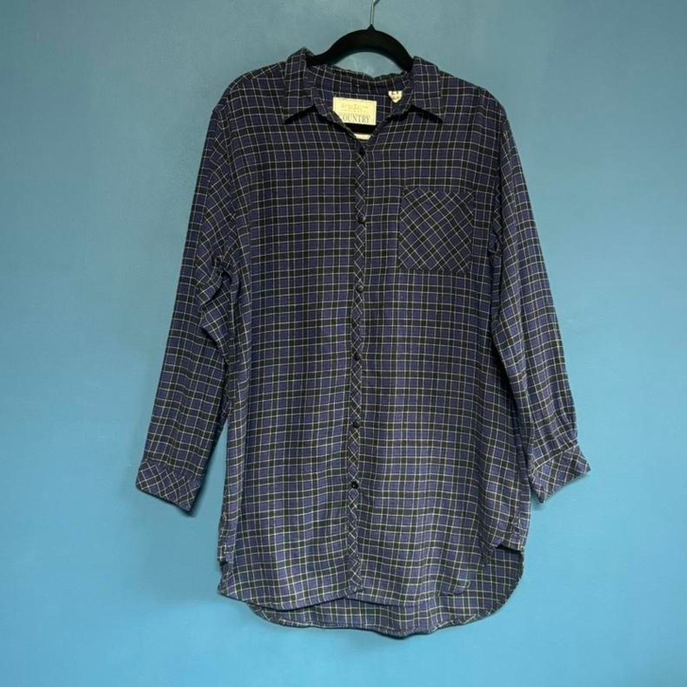 Vintage Purple Flannel Shirt Women's Size XL‎ Erika Taylor 100% Cotton Plaid